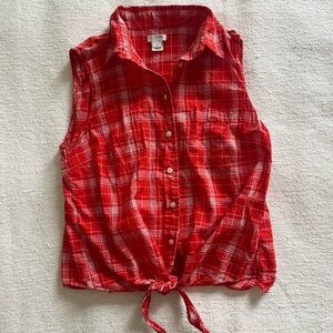 J Crew Plaid Tie Top 🌾